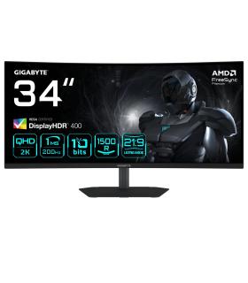 GIGABYTE G34WQC2 Monitor Gaming Curvo 34 WQHD - 3440 X 1440, 1500R, 200Hz, 1ms, 450 Cd m, AMD FreeSync Premium, DisplayHDR 400,