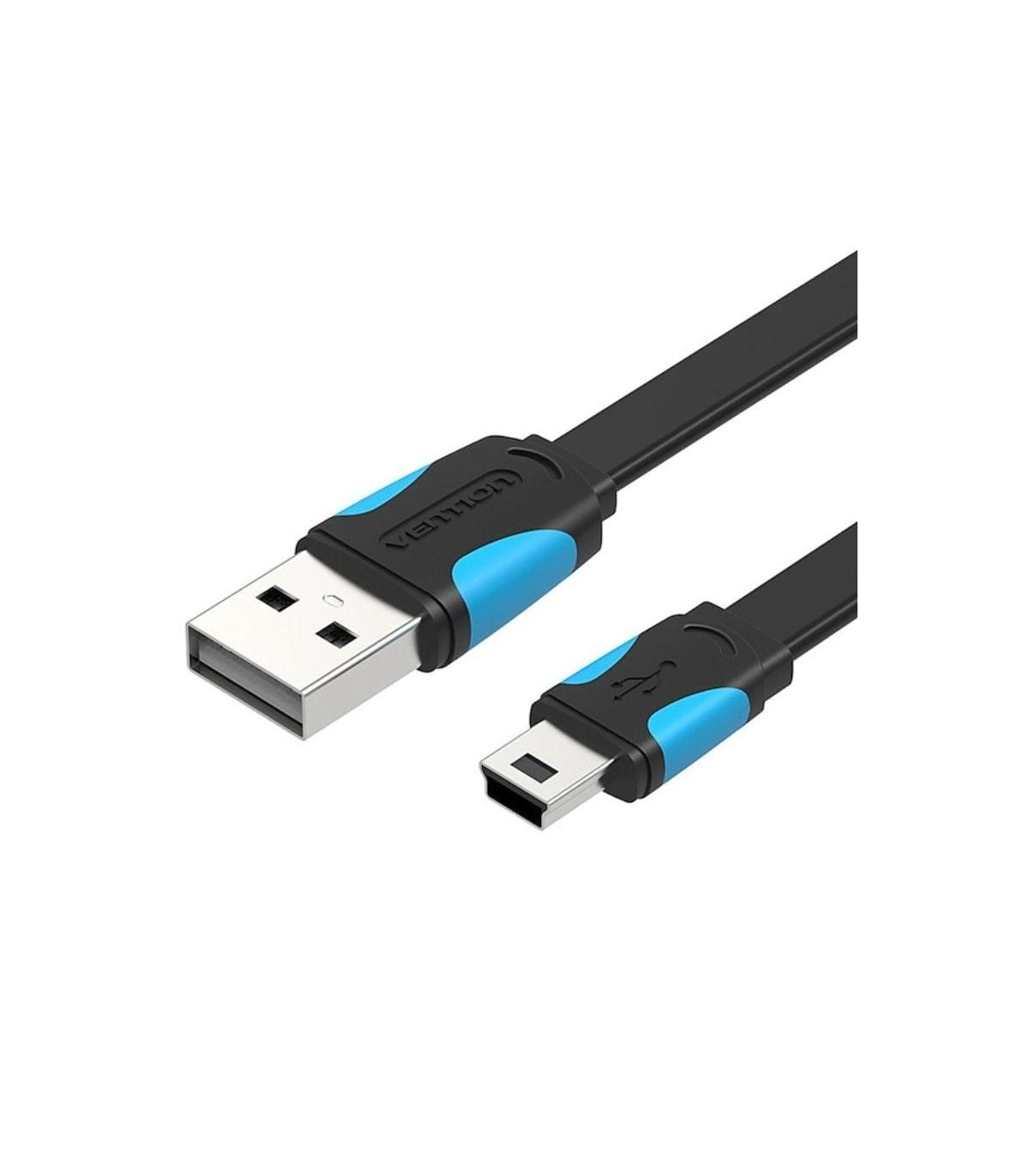 Cable USB 2.0 Vention VAS-A14-B100/ Mini USB Macho - USB Macho/ Hasta 10W/ 480Mbps/ 1m/ Azul y Negro