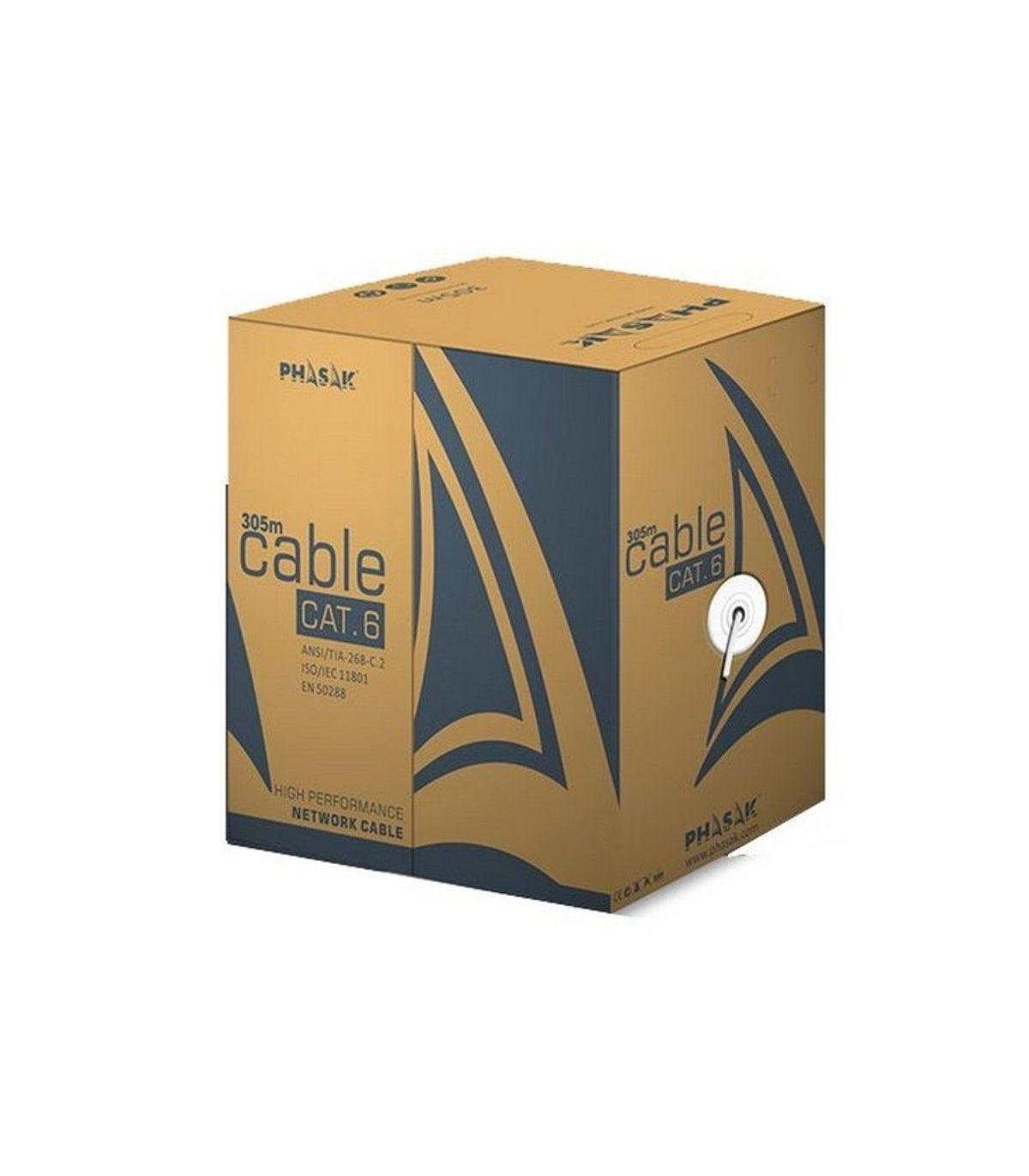 Bobina de Cable RJ45 UTP Phasak PHR 6301 Cat.6/ 305m/ Gris