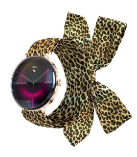 Forever Smartwatch Lucca SB-370/ Notificaciones/ Frecuencia Cardiaca/ Oro Rosa/ Incluye Correa Leopardo