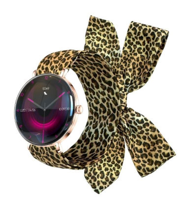 Forever Smartwatch Lucca SB-370/ Notificaciones/ Frecuencia Cardiaca/ Oro Rosa/ Incluye Correa Leopardo