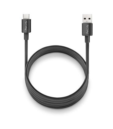 Cable USB 2.0 NGS ZYRO-AC  USB Macho - USB Tipo-C Macho  Hasta 15W  480Mbps  1m  Negro