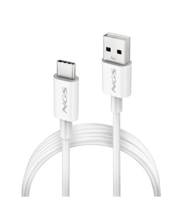 Cable USB 2.0 NGS ZYRO-AC  USB Macho - USB Tipo-C Macho  Hasta 15W  480Mbps  1m  Blanco