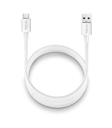 Cable USB 2.0 NGS ZYRO-AC  USB Macho - USB Tipo-C Macho  Hasta 15W  480Mbps  1m  Blanco