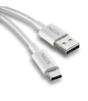 Cable USB 2.0 NGS ZYRO-AC  USB Macho - USB Tipo-C Macho  Hasta 15W  480Mbps  1m  Blanco