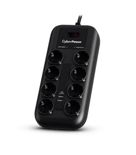 Regleta Con Interruptor Cyberpower P0820SUD0-DE  8 Tomas De Corriente  2 USB  Cable 1.8m  Negra