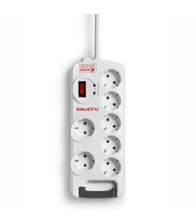 Regleta Con Interruptor Salicru SAFE 7  7 Tomas De Corriente  Cable 1.8m  Blanca