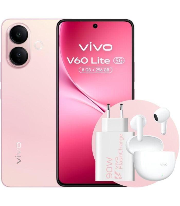 Smartphone Vivo V60 Lite 8GB/ 256GB/ 6.77\'/ 5G/ Rosa/ Incluye Cargador 90W y Buds