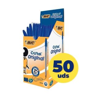 Caja de Bolgrafos de Tinta de Aceite Bic Cristal Original 8373609/ 50 unidades/ Azules