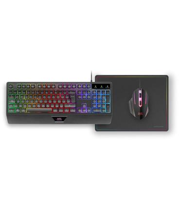 Pack Gaming Mars Gaming MCP124  Teclado H-MECH  + Ratn Ptico + Alfombrilla  Negro