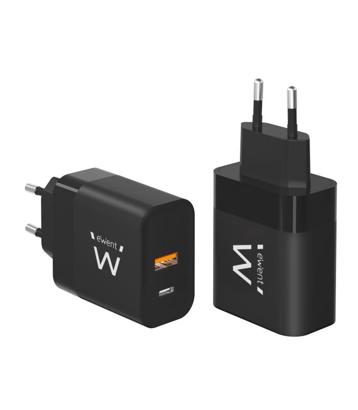 Ewent Cargador Rapido USB-A Y USB-C  GanFast 45W
