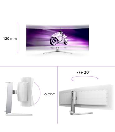 Monitor Gaming Ultrapanormico Curvo Philips Evnia 8000 49M2C8900L 49'  Dual QHD  0.03ms  144Hz  OLED  Multimedia  Blanco