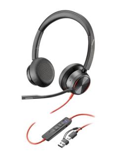 Auriculares Poly Blackwire 8225 para Microsoft Teams + Adaptador USB-C/A/ con Micrfono/ USB Tipo-C/ Negros