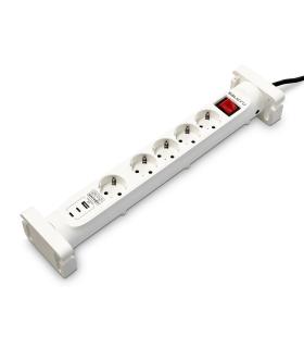 Regleta Con Interruptor Salicru SAFE 5S+  4 Tomas De Corriente  1 Master  2 USB Tipo-C  1 USB  Cable 1.4m  Blanca
