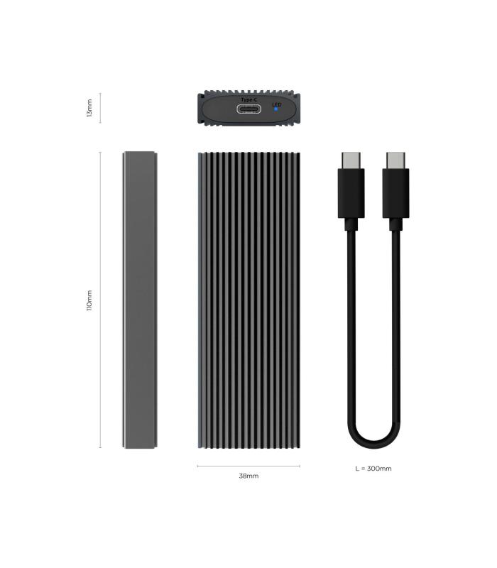 CAJA EXTERNA M.2 (NGFF) ASM2-023GR NVMe A USB32 GEN2 GRIS AISENS ASM2-023GR