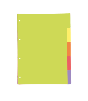 SEPARADORES CARTULINA STRONGLINE A4 5 POSICIONES - 5 COLORES VIVOS OXFORD 400149955