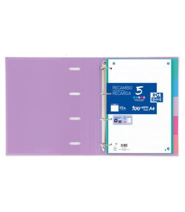 SEPARADORES CARTULINA STRONGLINE A4 5 POSICIONES - 5 COLORES PASTEL OXFORD 400149956