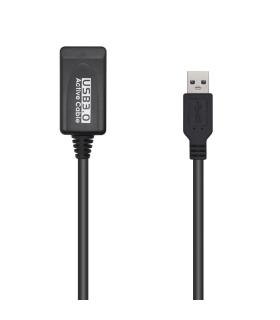 Cable Alargador USB 3.0 Con Amplificador Aisens A105-0525  USB Macho - USB Hembra  Hasta 9W  625Mbps  5m  Negro