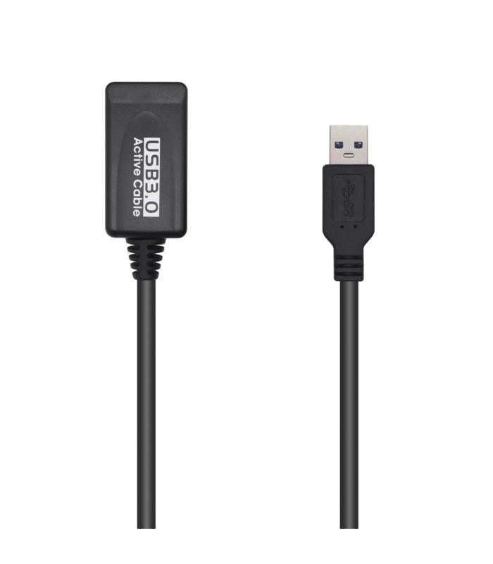 Cable Alargador USB 3.0 Con Amplificador Aisens A105-0525  USB Macho - USB Hembra  Hasta 9W  625Mbps  5m  Negro