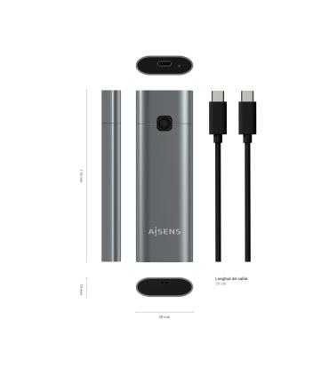 Caja Externa Para Disco SSD M.2 NVMe Aisens ASM2-021GR  USB 3.1 Gen2  Sin Tornillos