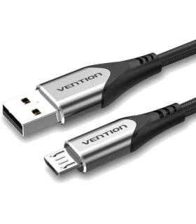 Cable USB 2.0 Vention COAHF/ USB Macho - MicroUSB Macho/ Hasta 60W/ 480Mbps/ 1m/ Gris