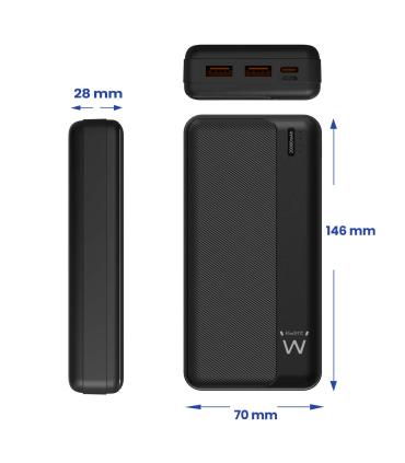 POWER BANK EWENT 20.000MAH PD22.5W 1XUSB-C 1X MICROUSB(IN) 1XTYPE-C 2XUSB-A(OUT)