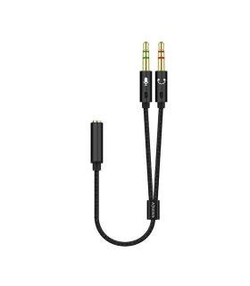 CABLE ADAPTADOR AISENS AUDIO JACK 3.5 4P H-2XJACK 3.5 3P M 25CM