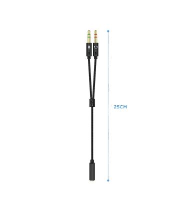 CABLE ADAPTADOR AISENS AUDIO JACK 3.5 4P H-2XJACK 3.5 3P M 25CM