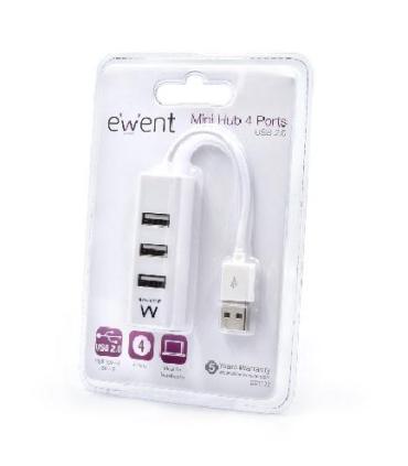 HUB EWENT USB 2.0 HIGH SPEED USB-A 4 PUERTOS BLANCO