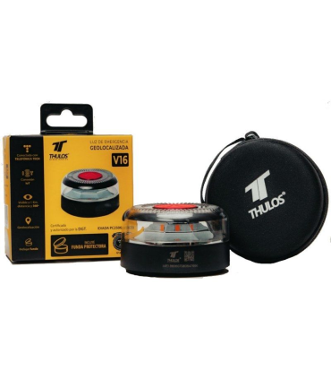 Luz baliza de emergencia para coche Thulos TH-V16-2/ Homologada/ Base Imantada/ Geolocalizable/ Funciona a Pilas/ Incluye Funda