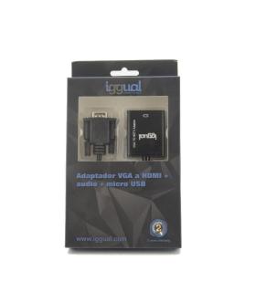 Iggual Adaptador VGA A HDMI + Audio + MicroUSB