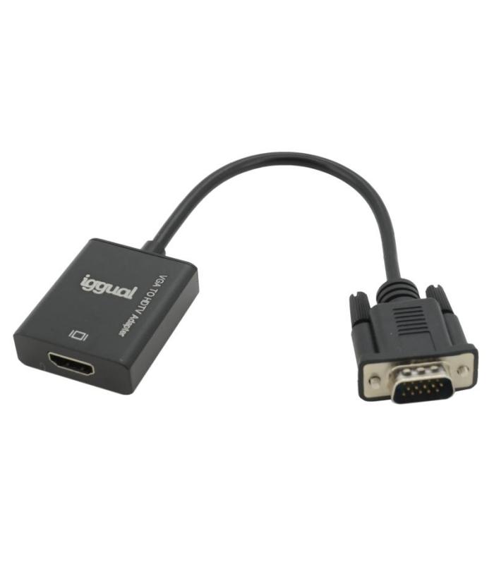 Iggual Adaptador VGA A HDMI + Audio + MicroUSB