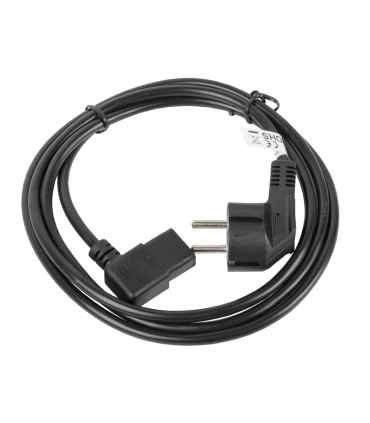 CABLE DE ALIMENTACION LANBERG SCHUKO CEE 7/7 A IEC320 C13 ACODADO 3M