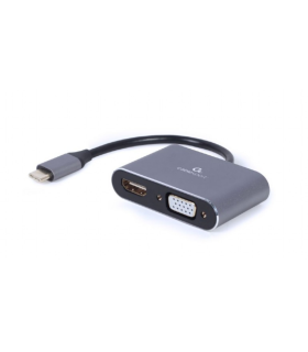 ADAPTADOR DE PANTALLA GEMBIRD USB TIPO C A HDMI , VGA, GRIS ESPACIAL