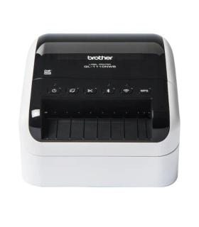 Impresora de Etiquetas Brother QL-1110NWBC/ Trmica/ Ancho etiqueta 103mm/ USB-WIFI-Bluetooth-Ethernet/ Blanca y Negra