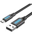 Cable USB 2.0 Vention COLBC/ USB Macho - MicroUSB Macho/ 480Mbps/ 25cm/ Negro
