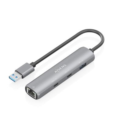 Hub USB Aisens ASUC-4P036-GR  2xUSB Tipo-C  1xUSB  1xRJ45  Gris