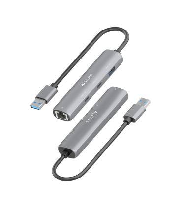Hub USB Aisens ASUC-4P036-GR  2xUSB Tipo-C  1xUSB  1xRJ45  Gris