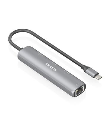 Hub USB Tipo-C Aisens ASUC-4P040-GR  2xUSB Tipo-C  1xUSB  1xRJ45  Gris