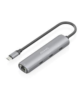 Hub USB Tipo-C Aisens ASUC-4P041-GR  3xUSB Tipo-C  1xRJ45  Gris
