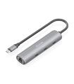 Hub USB Tipo-C Aisens ASUC-4P041-GR/ 3xUSB Tipo-C/ 1xRJ45/ Gris