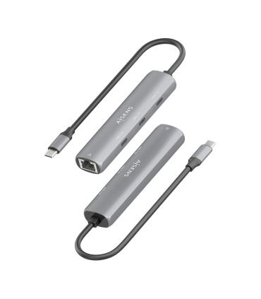 Hub USB Tipo-C Aisens ASUC-4P041-GR  3xUSB Tipo-C  1xRJ45  Gris