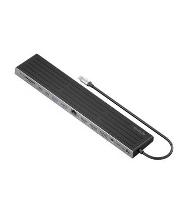 Hub USB Tipo-C Aisens ASUC-13P042-GR  2xUSB Tipo-C  1xUSB Tipo-C PD  2xUSB  2xHDMI  1xDisplayPort  1xLector De Tarjetas  1xJack 