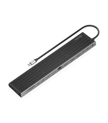 Hub USB Tipo-C Aisens ASUC-13P042-GR  2xUSB Tipo-C  1xUSB Tipo-C PD  2xUSB  2xHDMI  1xDisplayPort  1xLector De Tarjetas  1xJack 
