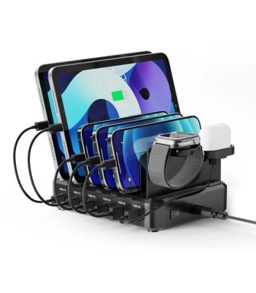 EWENT estacin de carga 6 USB 130w Reloj-Auric