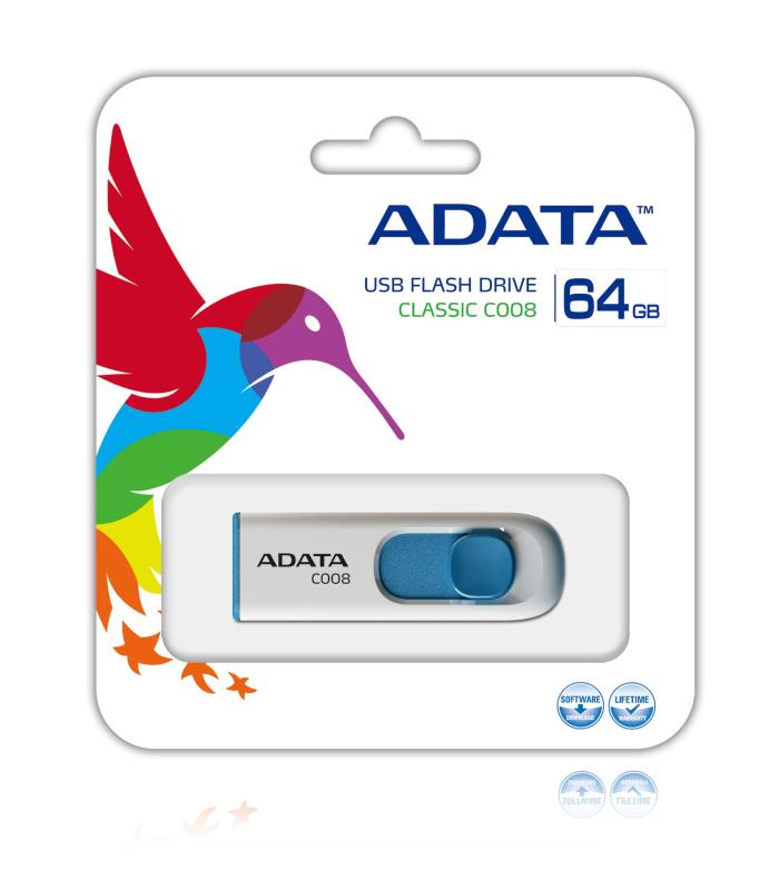 ADATA Lapiz Usb C008 64GB USB 2.0 Blanco Azul