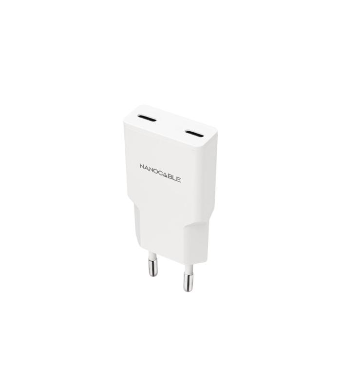 Nanocable Cargador 2xUSB-C PD 30W  Blanco
