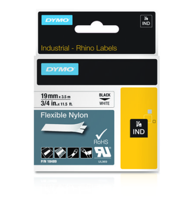 CINTA ROTULADORA RHINOPRO NYLON 19MMX3.5M NEGRO/BLANCO DYMO 18489