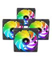 Pack 4 Ventiladores Mars Gaming MF-SI4KIT  12cm + HUB + Mando A Distancia  ARGB