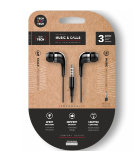 Auriculares Intrauditivos Tech One Tech soft earTECH TEC1005/ con Micrfono/ Jack 3.5/ Negros